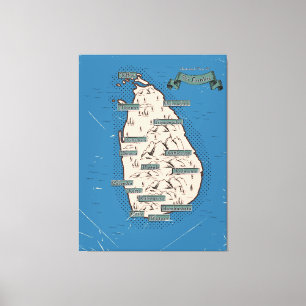 Impressão Em Tela Mapa Ilustrado De Viagem Do Sri Lanka