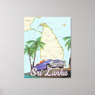 Impressão Em Tela Mapa ilustrado detalhado do Sri Lanka