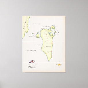 Impressão Em Tela Mapa Ilustrado do Bahrein