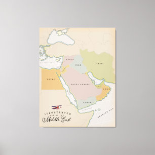 Impressão Em Tela Mapa ilustrado do Médio Oriente.
