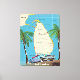 Impressão Em Tela Mapa ilustrado do Sri Lanka