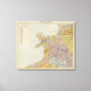 Impressão Em Tela Mapa Inglaterra do marco decisivo, Wales 3