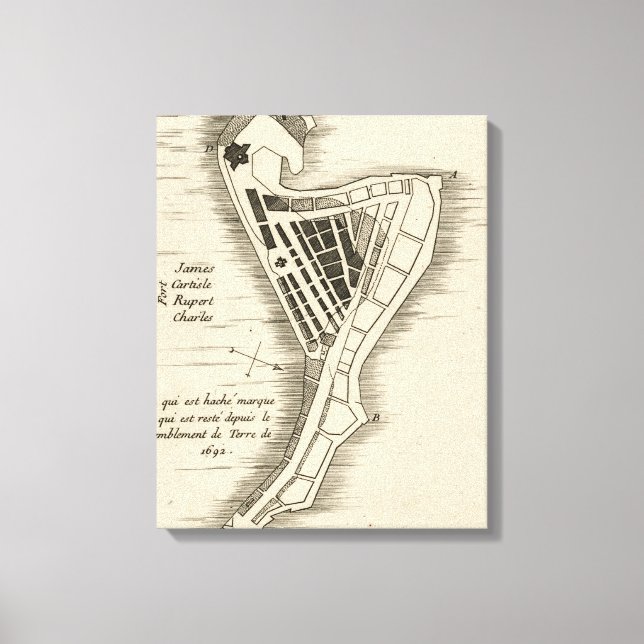 IMPRESSÃO EM TELA MAPA: JAMAICA, 1755 (Frente)