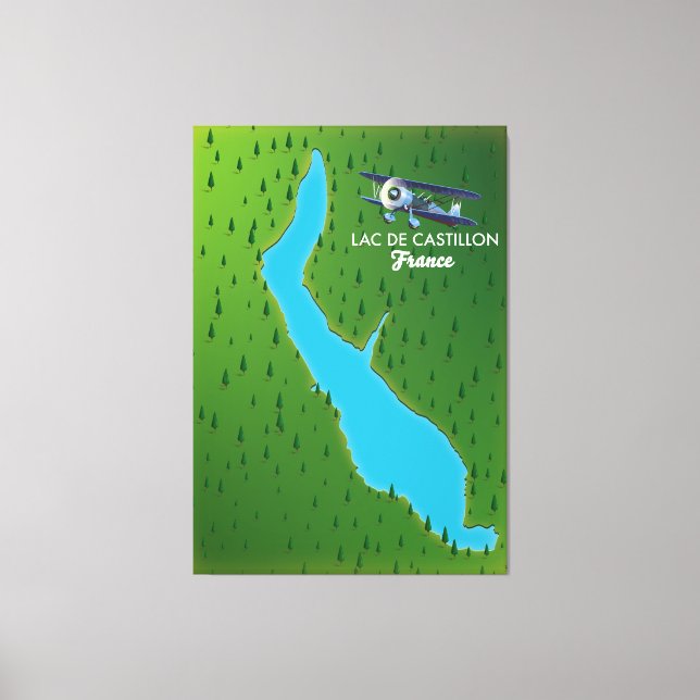 Impressão Em Tela Mapa Lac de Castillon France (Frente)