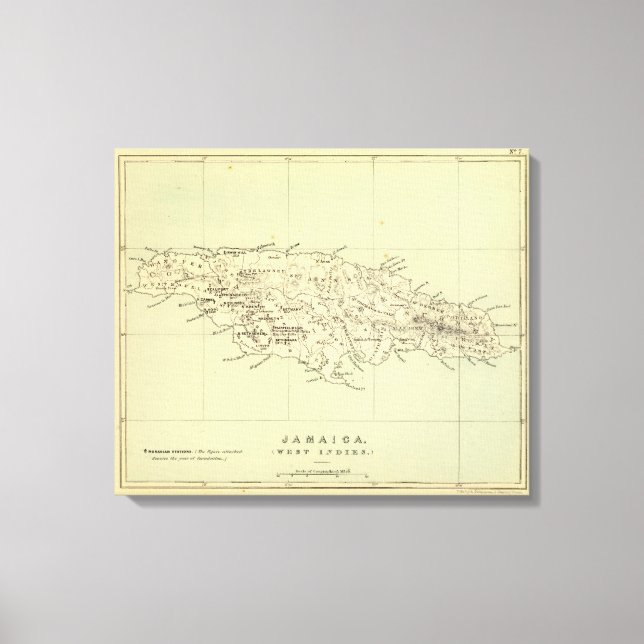 Impressão Em Tela Mapa litográfico da Jamaica (Frente)