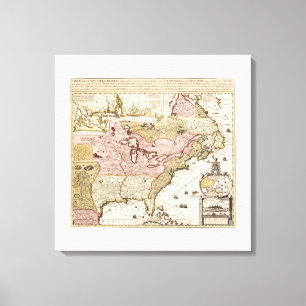 Impressão Em Tela Mapa medieval francês da América do Quebec/Nova-Fr