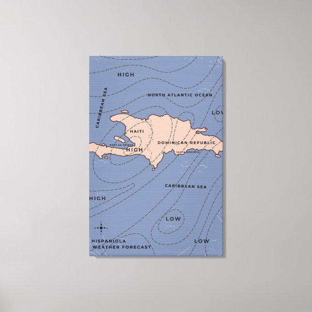 Impressão Em Tela Mapa meteorológico de Hispaniola (Frente)