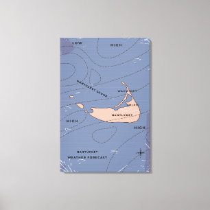 Impressão Em Tela Mapa meteorológico de Nantucket EUA