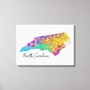 Impressão Em Tela Mapa moderno de North Carolina