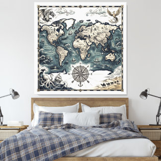 Impressão Em Tela Mapa Mundi