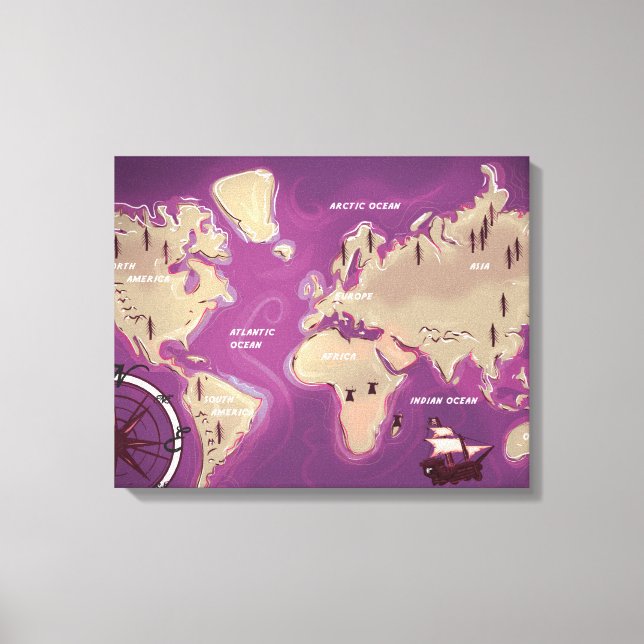 Impressão Em Tela Mapa Mundial (Frente)