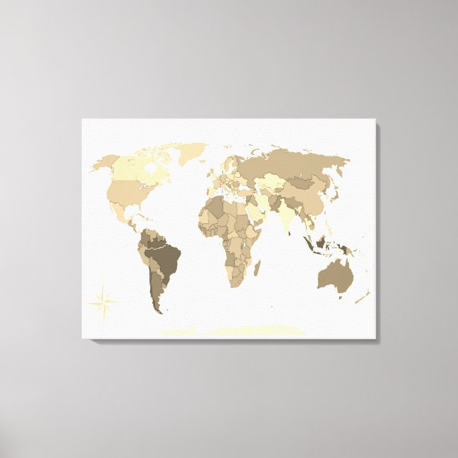 Impressão Em Tela Mapa Mundial (Frente)