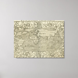 Impressão Em Tela Mapa mundial antigo de Sebastian Münster por volta