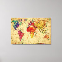 Mapa Mundial da Vintage Watercolor