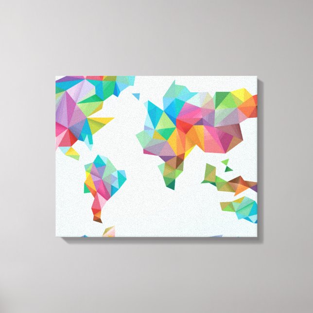 Impressão Em Tela Mapa Mundial de Formas Geométricas (Frente)