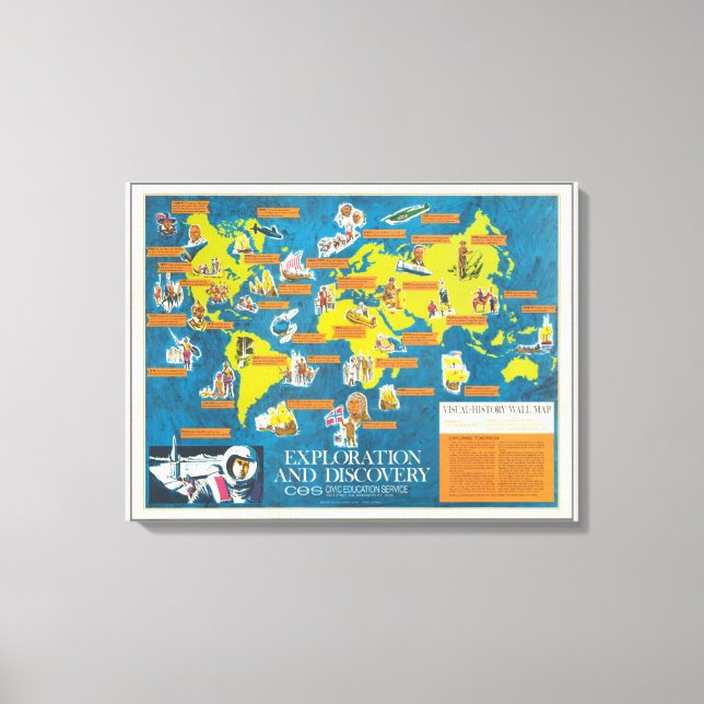 Impressão Em Tela Mapa Mundial de Pesquisa e Descoberta do Visual-Hi (Frente)