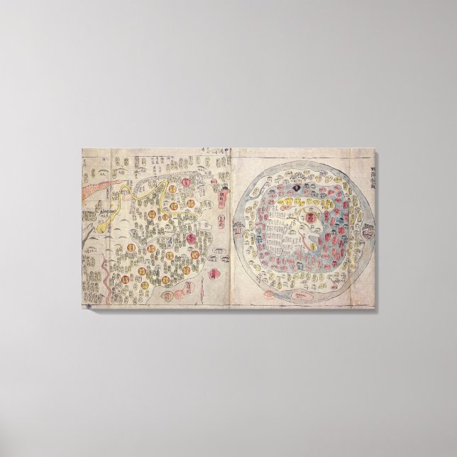 Impressão Em Tela Mapa mundial de Sino Coreano (Frente)