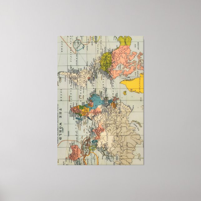 Impressão Em Tela mapa mundial de vintage (Frente)
