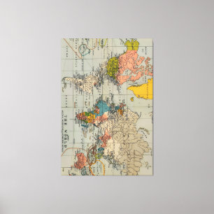 Impressão Em Tela mapa mundial de vintage