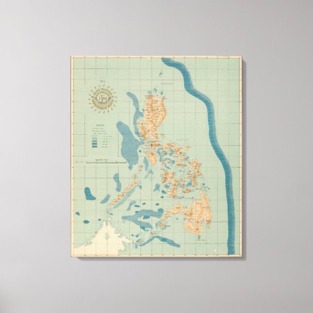 Impressão Em Tela Mapa n.o 4 orográfico (Frente)