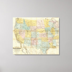 Impressão Em Tela Mapa Nacional Do Território Dos Estados Unidos