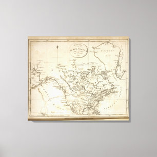 Impressão Em Tela Mapa novo de America do Norte