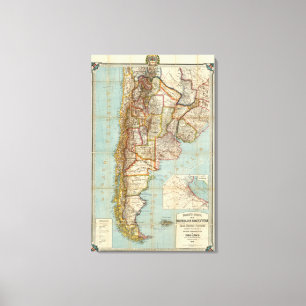 Impressão Em Tela Mapa novo de Argentina