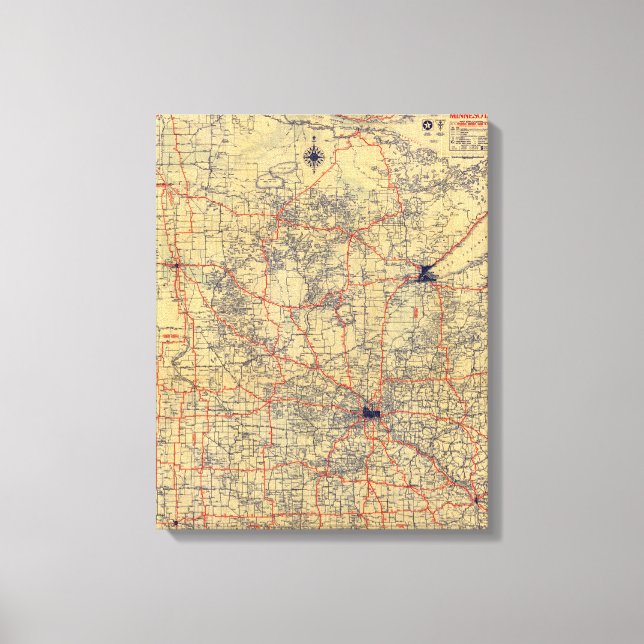 Impressão Em Tela mapa padrão de Minnesota (Frente)