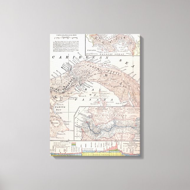 IMPRESSÃO EM TELA MAPA: PANAMÁ, 1907 (Frente)
