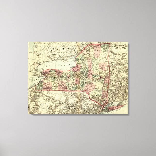 Impressão Em Tela Mapa Panorâmico de Nova Iorque (Frente)