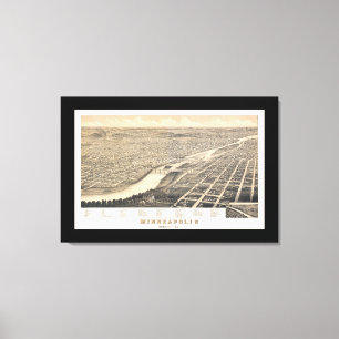 Impressão Em Tela Mapa panorâmico do manganês de Minneapolis