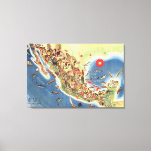 Impressão Em Tela Mapa pictórico de México por Miguel Gómez Medin