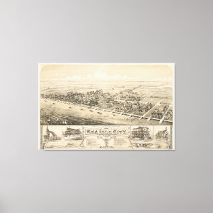 Impressão Em Tela Mapa pictórico do vintage da cidade NJ da ilha do