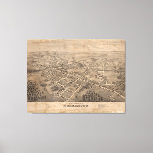 Impressão Em Tela Mapa pictórico do vintage de Morristown NJ (1876)
