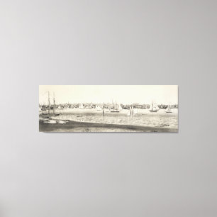 Impressão Em Tela Mapa pictórico do vintage de Newport RI (1860)