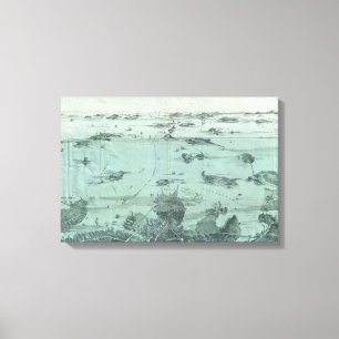 Impressão Em Tela Mapa pictórico do vintage do porto de Boston