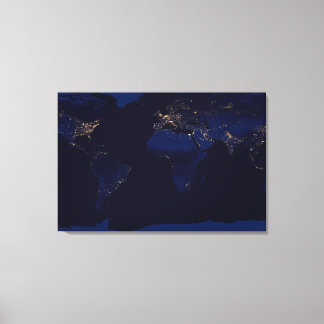 Impressão Em Tela Mapa Plana Da Terra Mostrando As Luzes Da Cidade D