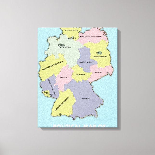 Impressão Em Tela Mapa político da Alemanha (Frente)