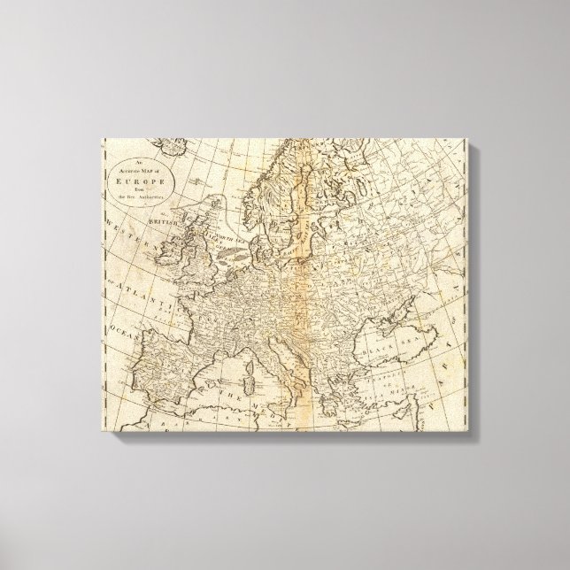 Impressão Em Tela Mapa preciso da Europa (Frente)