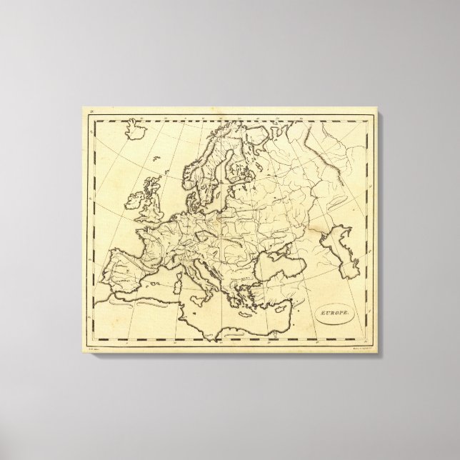 Impressão Em Tela Mapa-quadro da Europa (Frente)