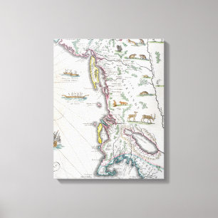 Impressão Em Tela Mapa que descreve a costa leste