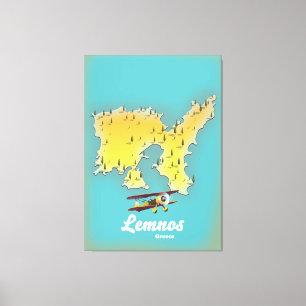 Impressão Em Tela Mapa retrô de Lemnos Grécia