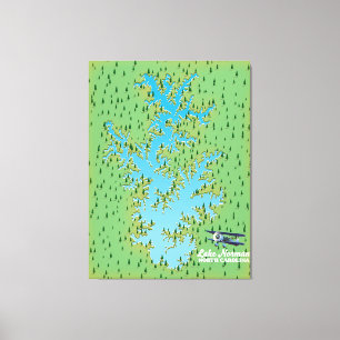 Impressão Em Tela Mapa retrô do Lago Norman Carolina do Sul