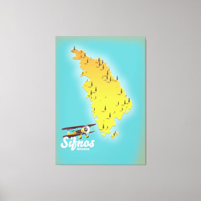 Impressão Em Tela Mapa retrorreflector da Grécia Sifnos (Frente)