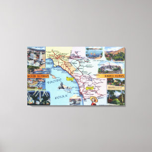 Impressão Em Tela Mapa rodoviário de estradas românticas do sul de