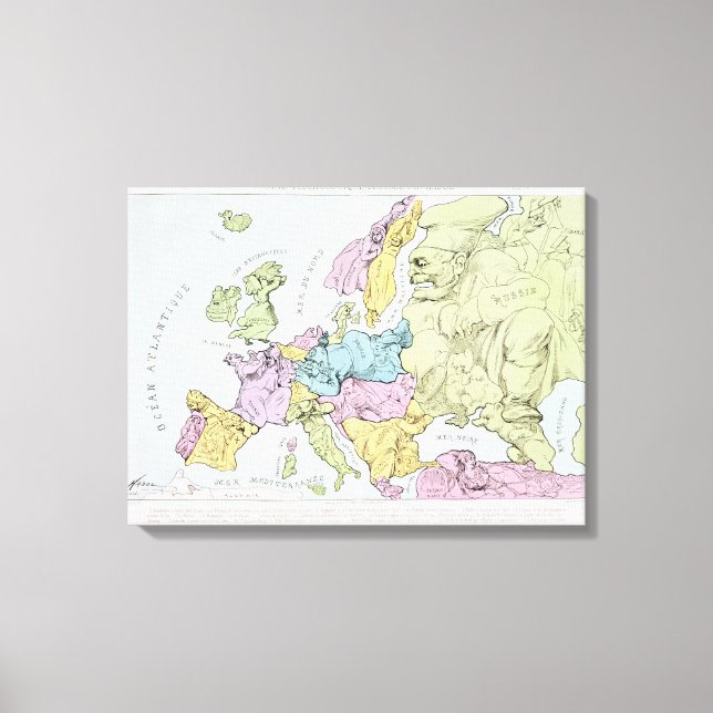 Impressão Em Tela Mapa satírico da Europa | 1871 (Frente)