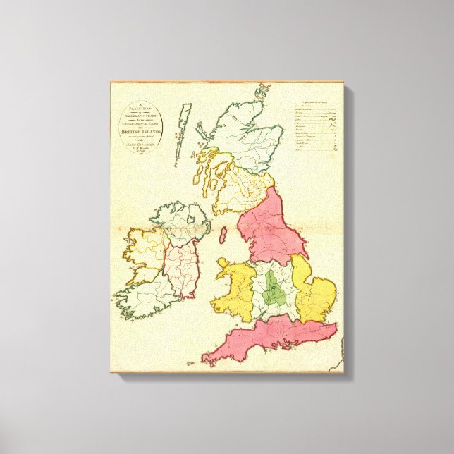Impressão Em Tela Mapa simples das Ilhas Britânicas (Frente)
