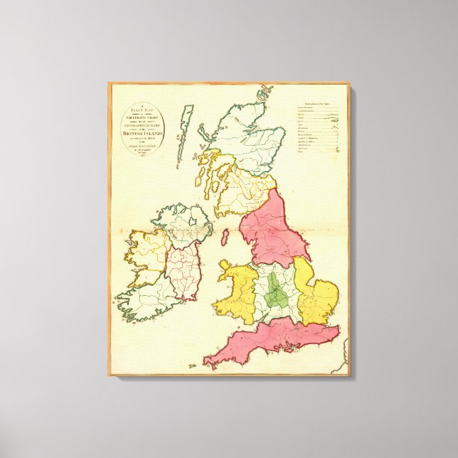 Impressão Em Tela Mapa simples das Ilhas Britânicas (Frente)