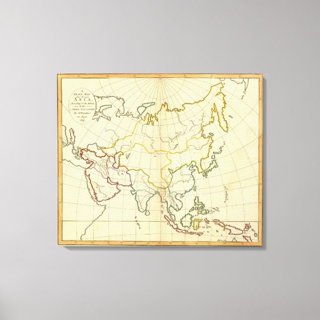 Impressão Em Tela Mapa simples na Ásia (Frente)