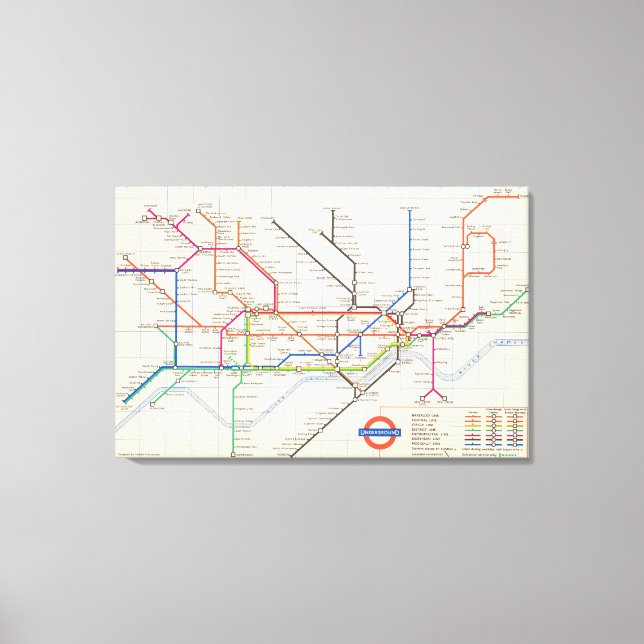Impressão Em Tela Mapa Subterrâneo de Londres (Frente)